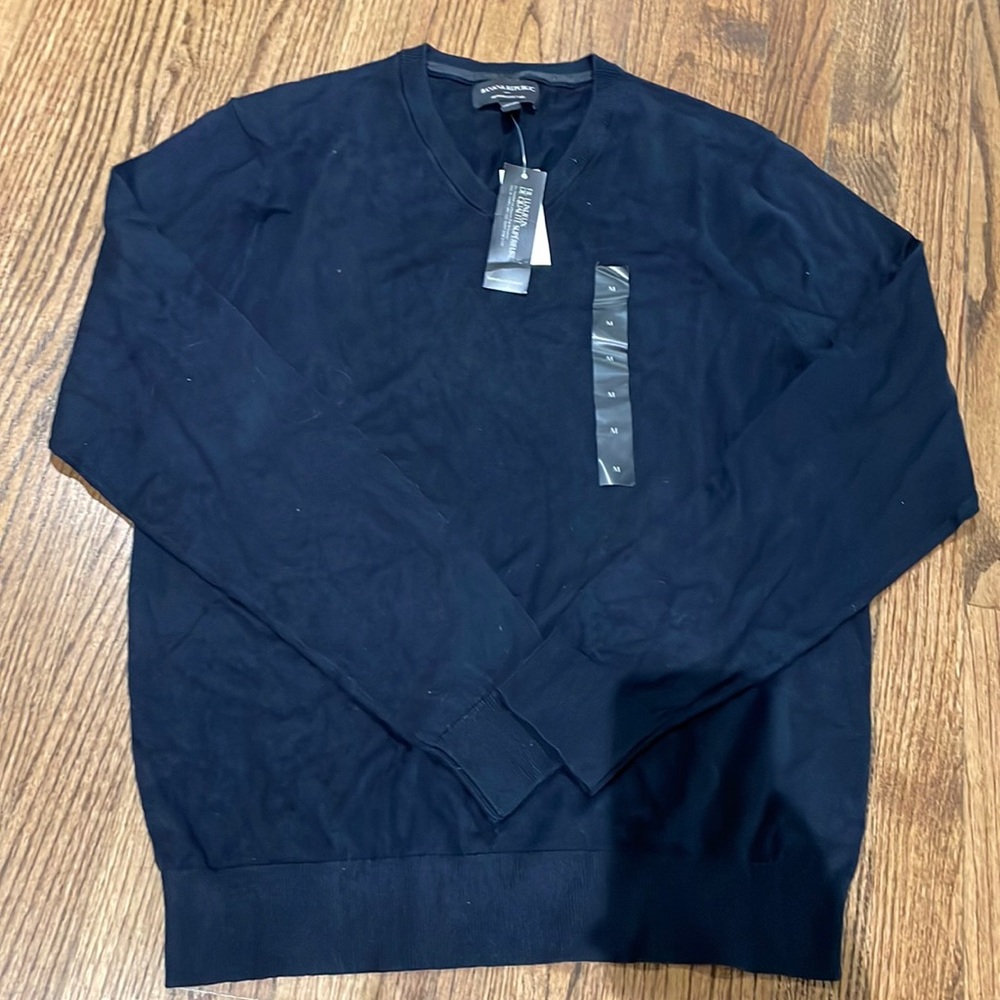 Banana Republic premium luxe yarn knit navy v neck pullover sweater modest
